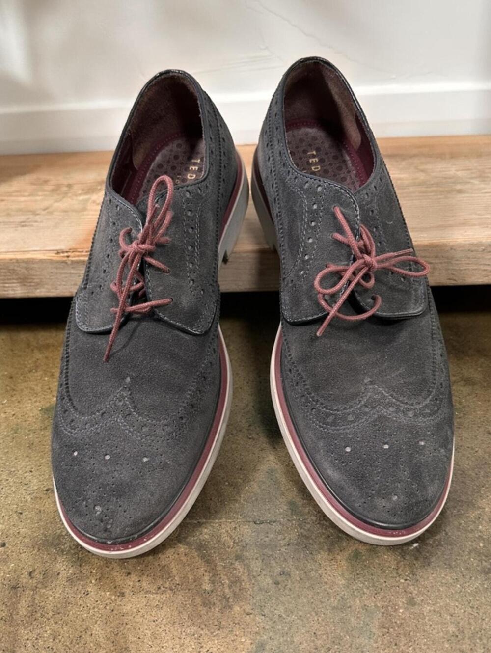Ted Baker Men's Blue Suede Brogue Derby Dress Shoes Oxfords Size 11